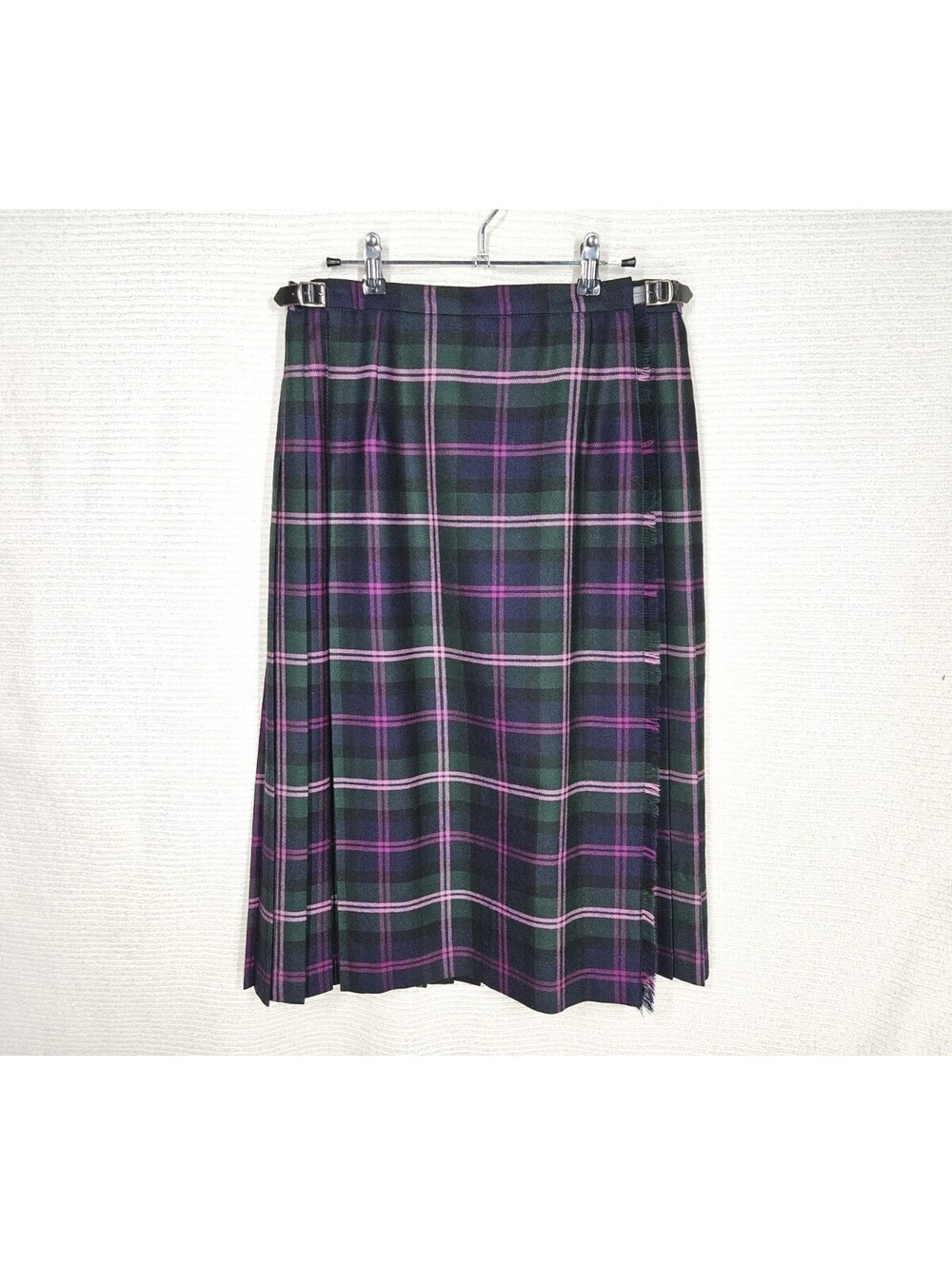 Vtg O'Neil of Dublin Wrap Skirt Women GB16 33w Ireland 100% Wool Leather Purple